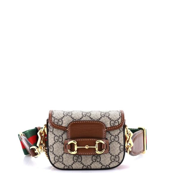 Gucci GG Canvas Crossbody Bag with Brown Leather - Picture 1 of 7